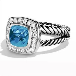 David Yurman Petite Albion Ring w/ Diamonds Blue Topaz